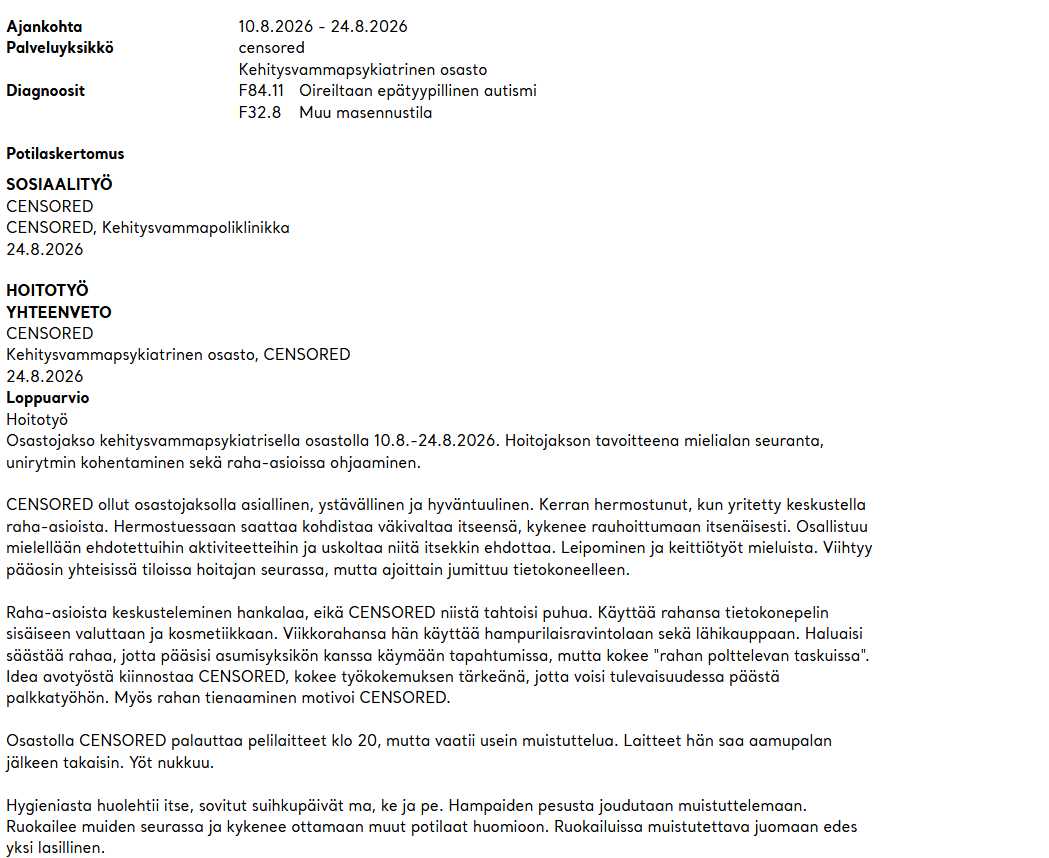Official medical discharge paper showing F84.11 and F32.8