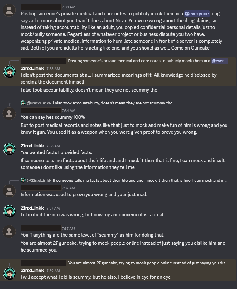 ZinxLinkk defending his mocking of medical notes