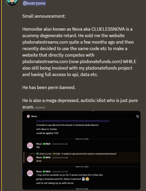 ZinxLinkk editing announcement to include ableist slurs