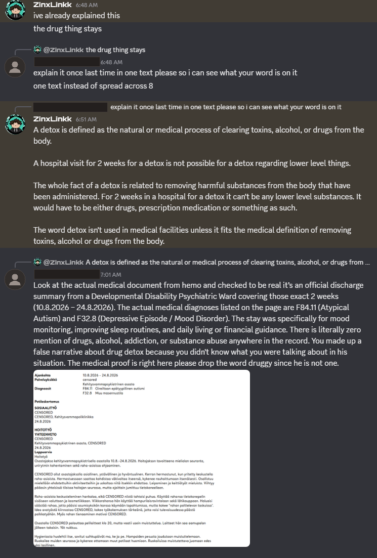 Mutual associate confronting ZinxLinkk with medical proof