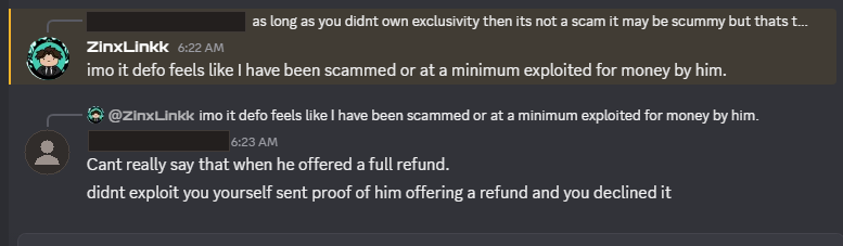 Mutual associate confirming Nova offered a full refund